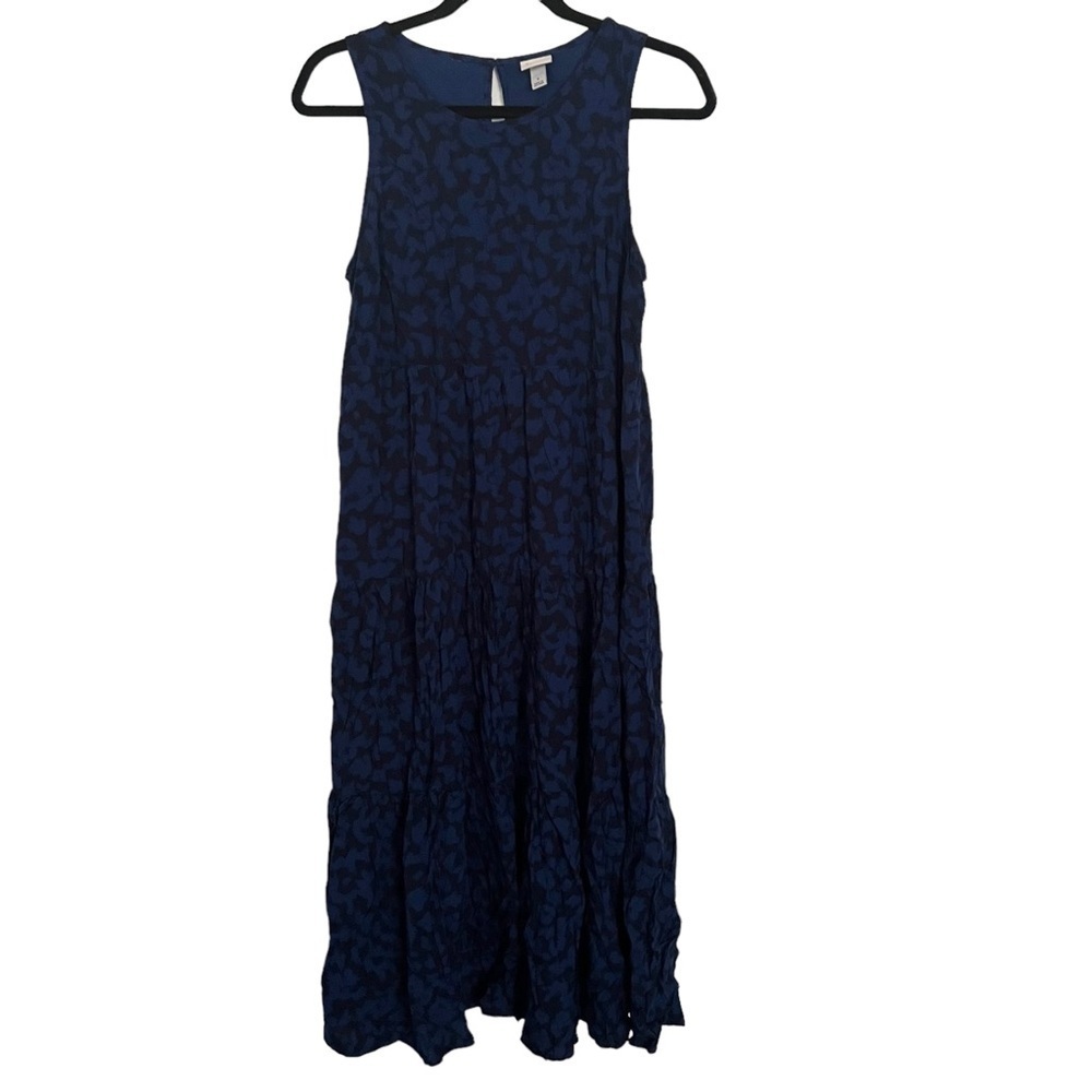 A New Day Blue Black Tiered Sleeveless Maxi Dress Small